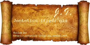 Jentetics Ifigénia névjegykártya